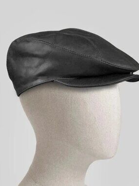 Luxury Flat Cap/HAT Gatsby Black 3X LeatherCult Custom Pure Napa handmade NWTags